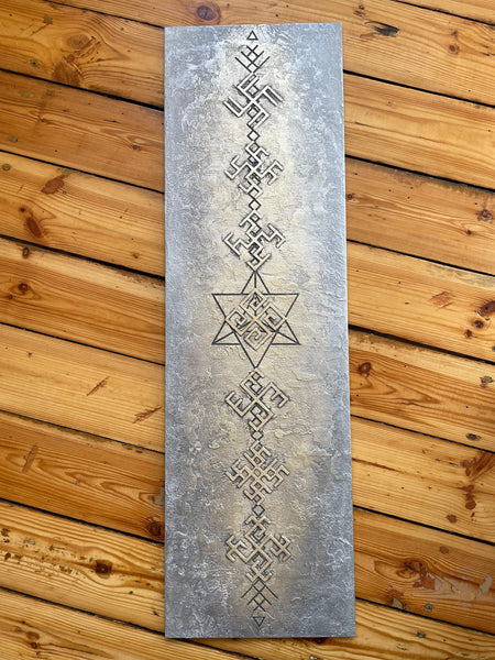 Čakru koks ar Ugunskrustiem, zelts/sudrabs 30x100cm