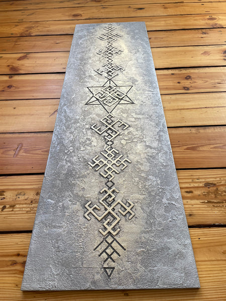 Čakru koks ar Ugunskrustiem, zelts/sudrabs 30x100cm