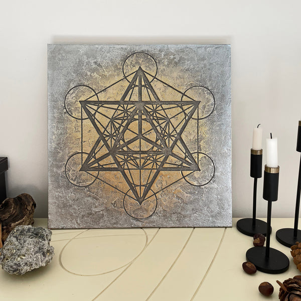 Merkaba, sudrabs/zelts 50x50cm