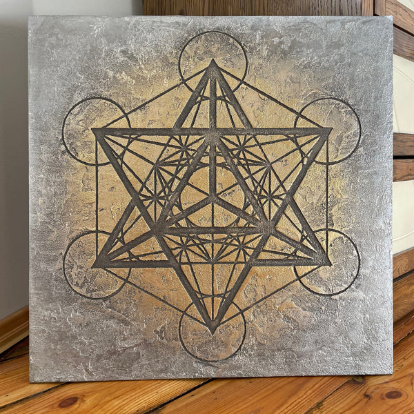 Merkaba, sudrabs/zelts 50x50cm