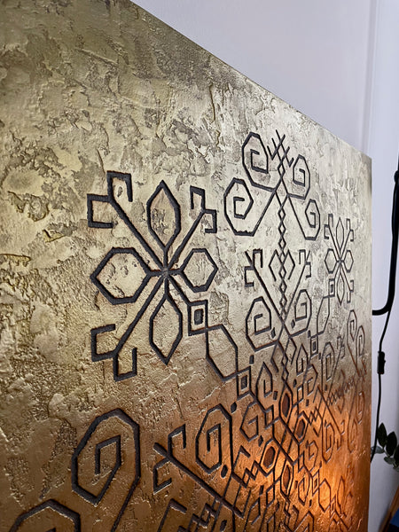 Sirds mandala, zelts 100x100cm